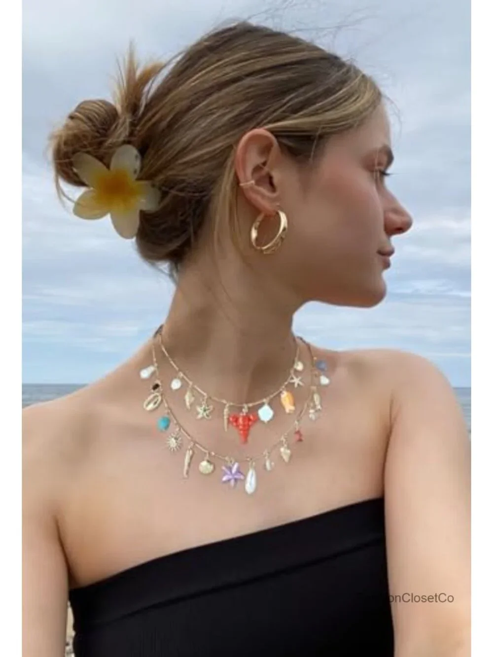 Layered Sea Shell Necklace Starfish Pendant Summer Beach Jewelry